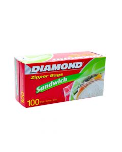 DIAMOND ZIPPER SANDWICH BAGS 100 PSC