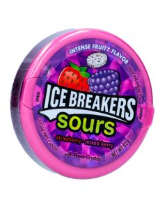 ICE BREAKER SOUR STRAWBERRY MIXED BERRY CANDIES 42GM