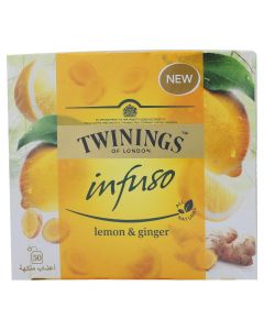 TWININGS INFUSO LEMON GINGER 50 TEA BAGS