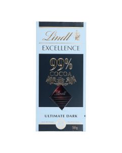 LINDT EXCELLENCE DARK COCOA CHOCOLATES 99% 50GM