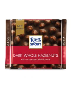 RITTER SPORT DARK WHOLE HAZELNUT CHOCOLATES 100G