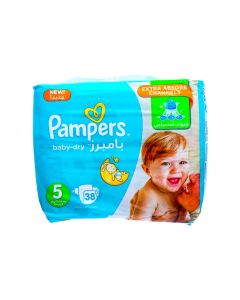 PAMPERS BABY DIAPERS SIZE 5 JUNIOR 11-16KG JUMBO PACK 38 PSC