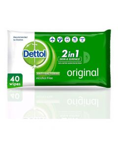 DETTOL ORIGINAL ANTIBACTERIAL SKIN AND SURFACE WIPES 40 PSC