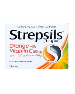 STREPSILS ORANGE WITH VITAMIN C 100MG 24 PSC