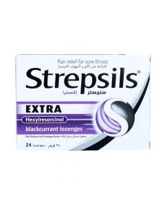 STREPSILS EXTRA STRENGTH BLACKCURRANT 24 PSC