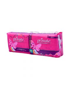 PRIVATE NATURAL COTTON FEEL EXTRA THIN NIGHT SANITARY PADS 14  PSC