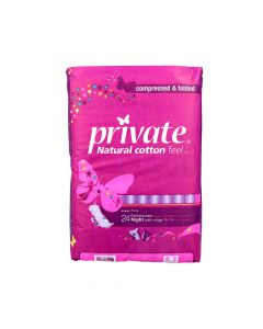 PRIVATE NATURAL COTTON FEEL MAXI THICK FOLDED WITH WINGS NIGHT SANITARY PADS 24  PSC