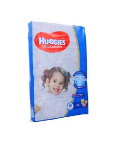 HUGGIES ULTRA COMFORT DIAPERS, SIZE 6 JUMBO PACK 15+ KG 62PSC