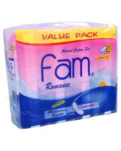 FAM ROMANCE NATURAL COTTON FEEL MAXI THICK NONWINGS SUPER SANITARY PADS 40 PSC