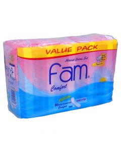 FAM ONE STEP NATURAL COTTON FEEL MAXI THICK NON WINGS SUPER SANITARY PADS 50 PSC