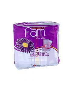 FAM NATURAL COTTON FEEL EXTRA THIN WINGS SUPER SANITARY PADS 8 PSC