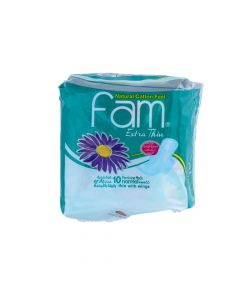 FAM NATURAL COTTON FEEL EXTRA THIN WINGS NORMAL SANITARY PADS 10 PSC