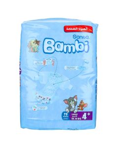 SANITA BAMBI BABY DIAPERS MEGA PACK SIZE 4+ LARGE-10-18 KG 78 PSC