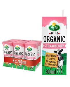 ARLA ORGANIC MILK STRAWBERRY 6X200ML PRO