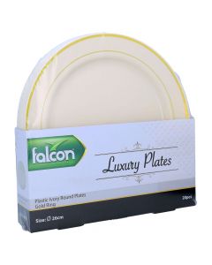 FALCON PLASTIC IVORY ROUND PLATE 26CM X20 PSC