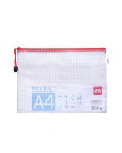 DELI MESH ZIP BAG A4 ASST