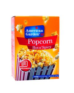 AMERICAN GARDEN HOT & SPICY POPCORN 3.2OZ