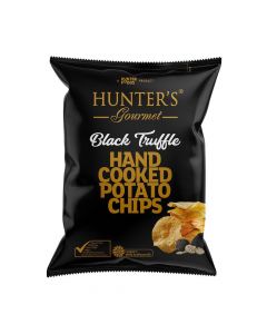 HUNTER GOURMET HAND COOKED POTATO CHIPS SEA SALT BLACK TRUFFLE 125GM