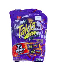 TAKIS MINI FUEGO PEPPER AND LIME TORTILLA CHIPS 25X1.2OZ