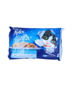 FELIX CAT FOOD SALMON & TUNA 4X100GM