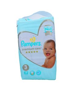 PAMPERS PREMIUM CARE DIAPERS SIZE 3  6-10 KG VALUE PACK  62 PSC