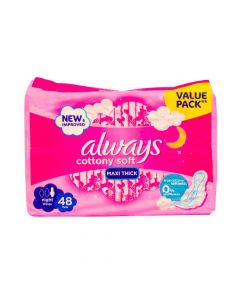 ALWAYS CLEAN & DRY MAXI THICK NIGHT SANITARY PADS WITH WINGS 48  PSC