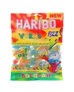 HARIBO FIZZ WORM GUM CANDY 160GM