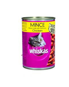 WHISKAS CAT FOOD TASTY MINCE CHICKEN 400GM